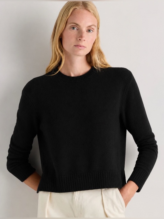 Quince Sweaters - NWT Quince 100% Mongolian Cashmere Boxy Crewneck Sweater Black Sz XL Minimalist